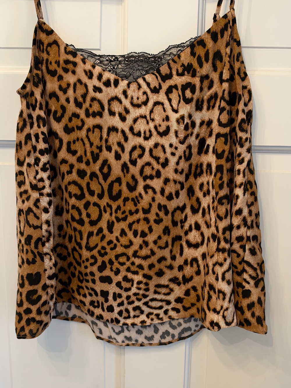 Zara Leopard Print Lace-Trim Cami Top - Brown